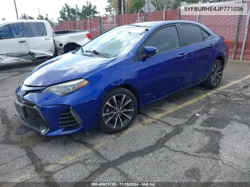 2018 Toyota Corolla Se VIN: 5YFBURHE4JP771036 Lot: 40873725