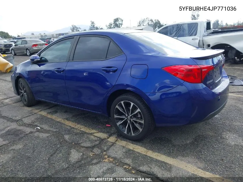 2018 Toyota Corolla Se VIN: 5YFBURHE4JP771036 Lot: 40873725