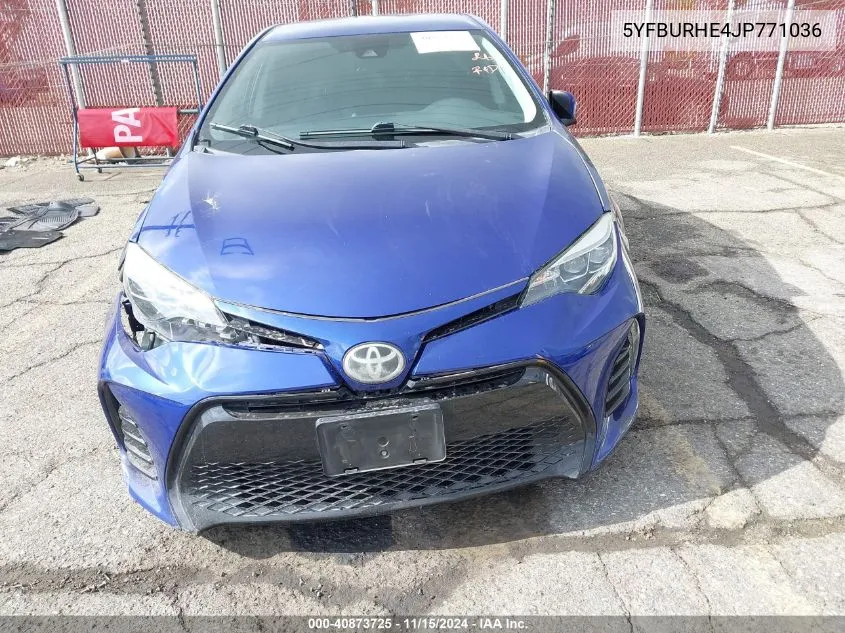 2018 Toyota Corolla Se VIN: 5YFBURHE4JP771036 Lot: 40873725