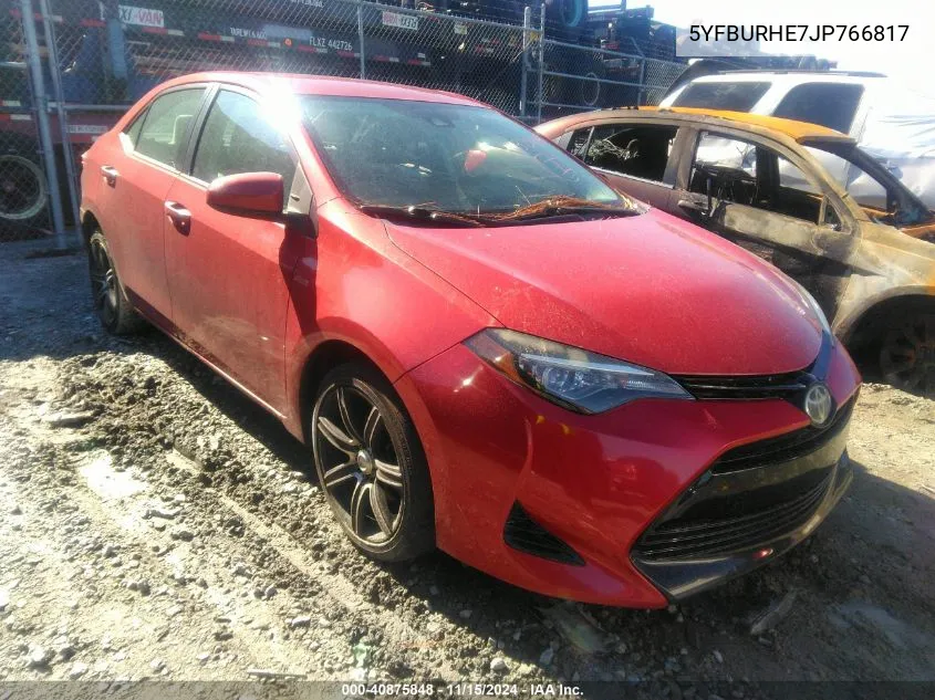 2018 Toyota Corolla Le VIN: 5YFBURHE7JP766817 Lot: 40875848