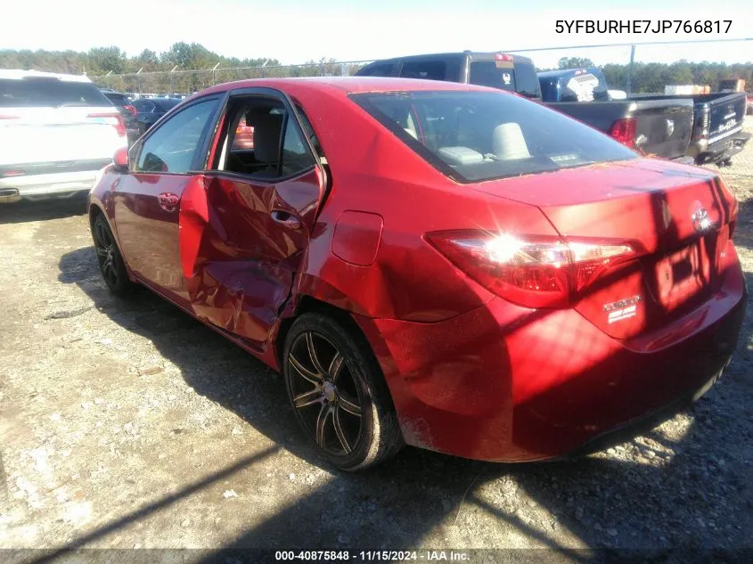 2018 Toyota Corolla Le VIN: 5YFBURHE7JP766817 Lot: 40875848