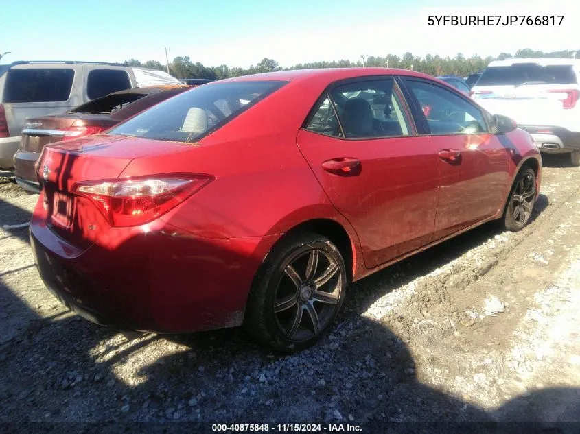 2018 Toyota Corolla Le VIN: 5YFBURHE7JP766817 Lot: 40875848