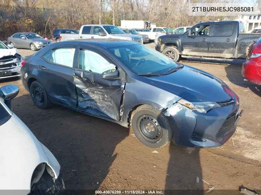 2018 Toyota Corolla Le VIN: 2T1BURHE5JC985081 Lot: 40876298