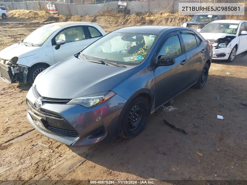 2018 Toyota Corolla Le VIN: 2T1BURHE5JC985081 Lot: 40876298