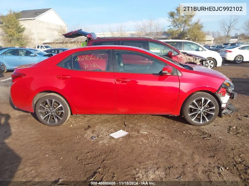 2018 Toyota Corolla Se VIN: 2T1BURHE0JC992102 Lot: 40880605