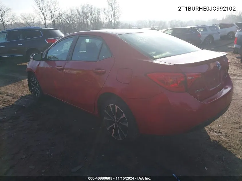 2018 Toyota Corolla Se VIN: 2T1BURHE0JC992102 Lot: 40880605