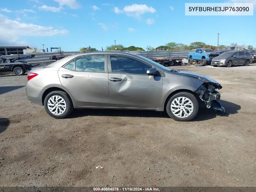 2018 Toyota Corolla Le VIN: 5YFBURHE3JP763090 Lot: 40884576