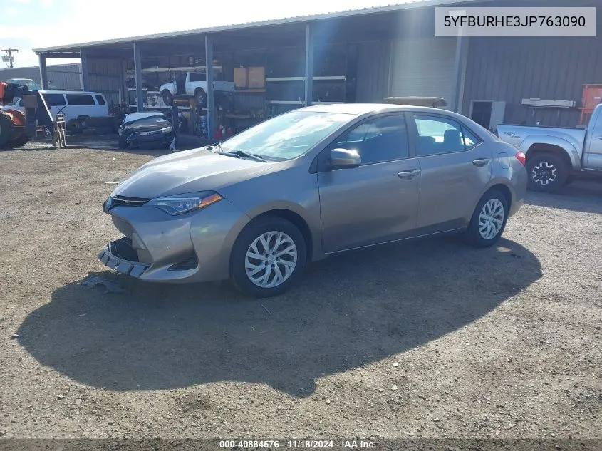 2018 Toyota Corolla Le VIN: 5YFBURHE3JP763090 Lot: 40884576