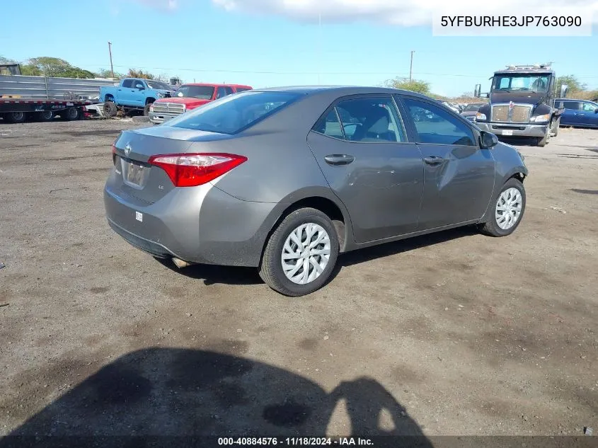 2018 Toyota Corolla Le VIN: 5YFBURHE3JP763090 Lot: 40884576