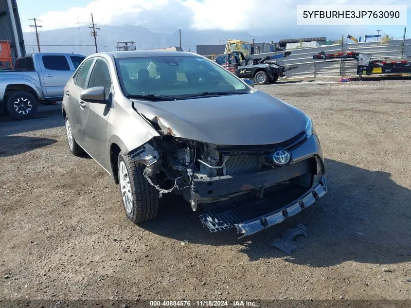 2018 Toyota Corolla Le VIN: 5YFBURHE3JP763090 Lot: 40884576