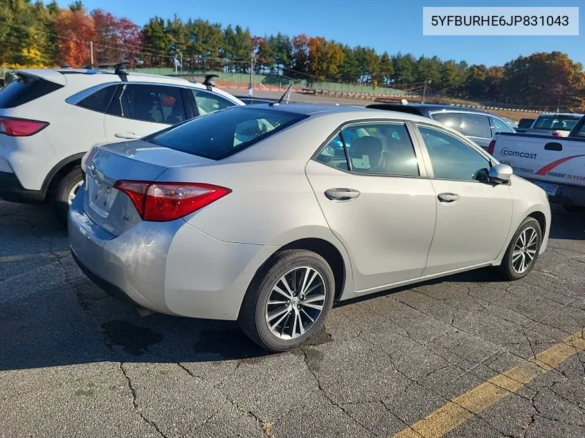 2018 Toyota Corolla L/Le/Xle/Se/Xse VIN: 5YFBURHE6JP831043 Lot: 40888032