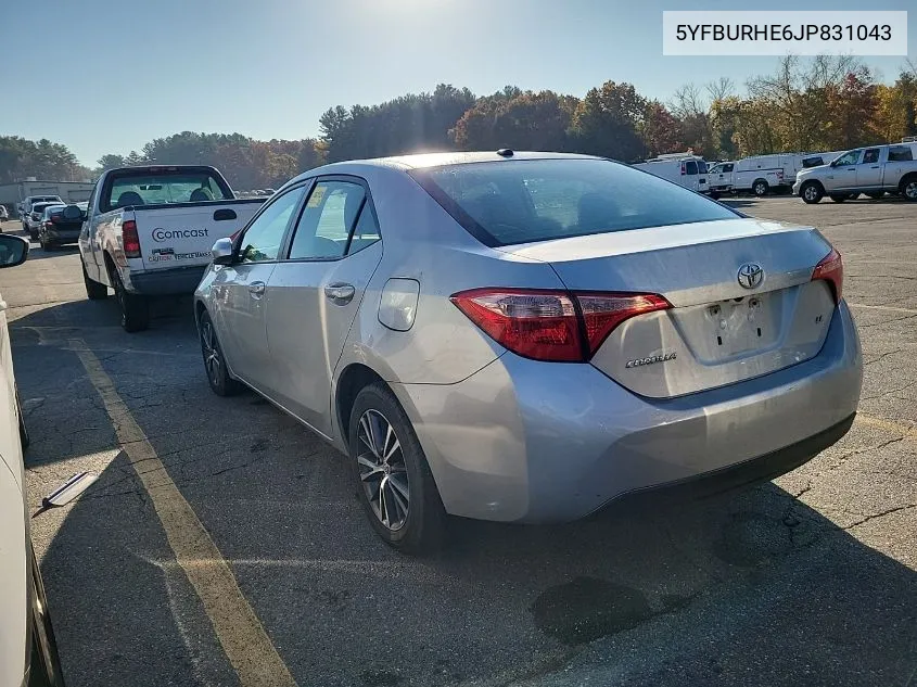 2018 Toyota Corolla L/Le/Xle/Se/Xse VIN: 5YFBURHE6JP831043 Lot: 40888032