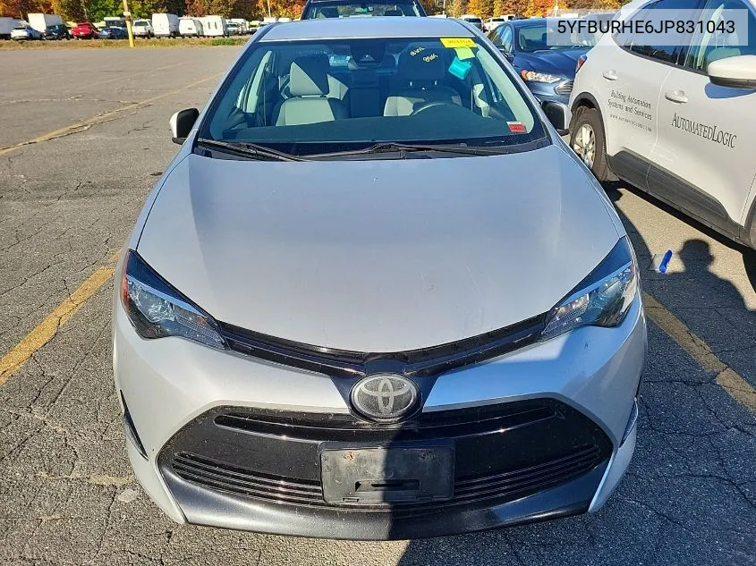 2018 Toyota Corolla L/Le/Xle/Se/Xse VIN: 5YFBURHE6JP831043 Lot: 40888032