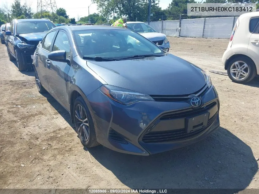 2T1BURHE0KC183412 2019 Toyota Corolla Le