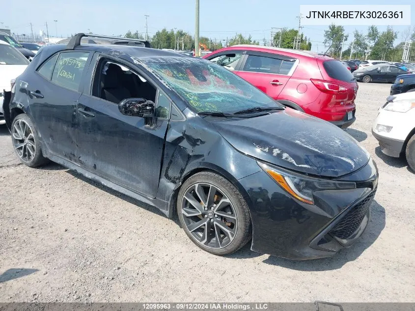 2019 Toyota Corolla Se/Xse VIN: JTNK4RBE7K3026361 Lot: 12095963