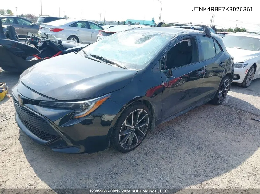 2019 Toyota Corolla Se/Xse VIN: JTNK4RBE7K3026361 Lot: 12095963