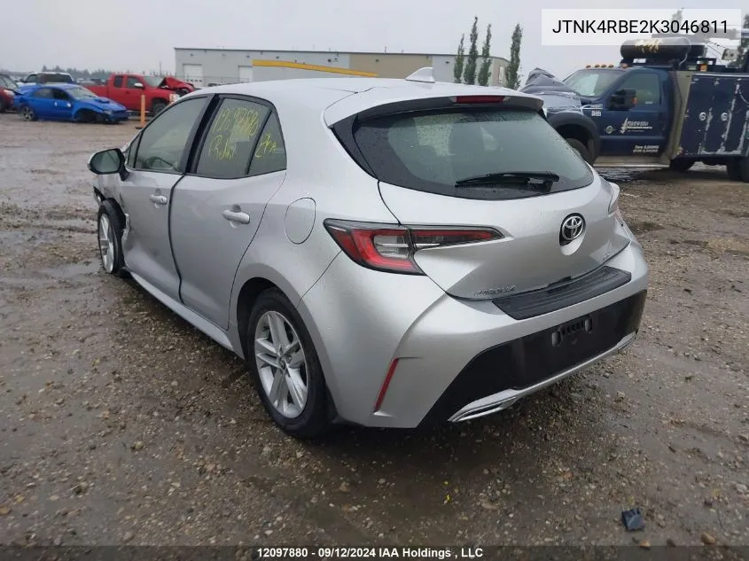 2019 Toyota Corolla Se/Xse VIN: JTNK4RBE2K3046811 Lot: 12097880