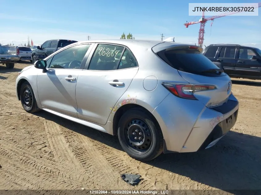 2019 Toyota Corolla Se/Xse VIN: JTNK4RBE8K3057022 Lot: 12102064