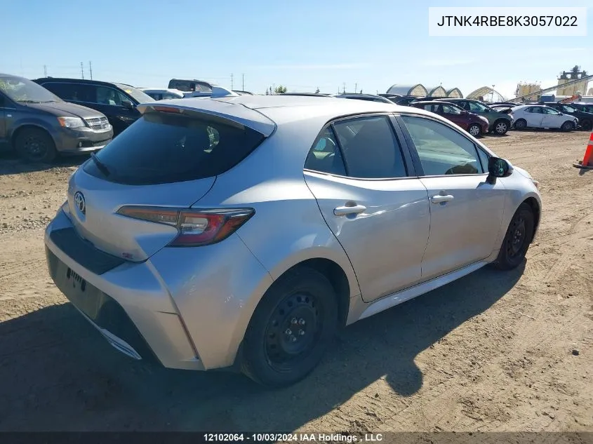 2019 Toyota Corolla Se/Xse VIN: JTNK4RBE8K3057022 Lot: 12102064