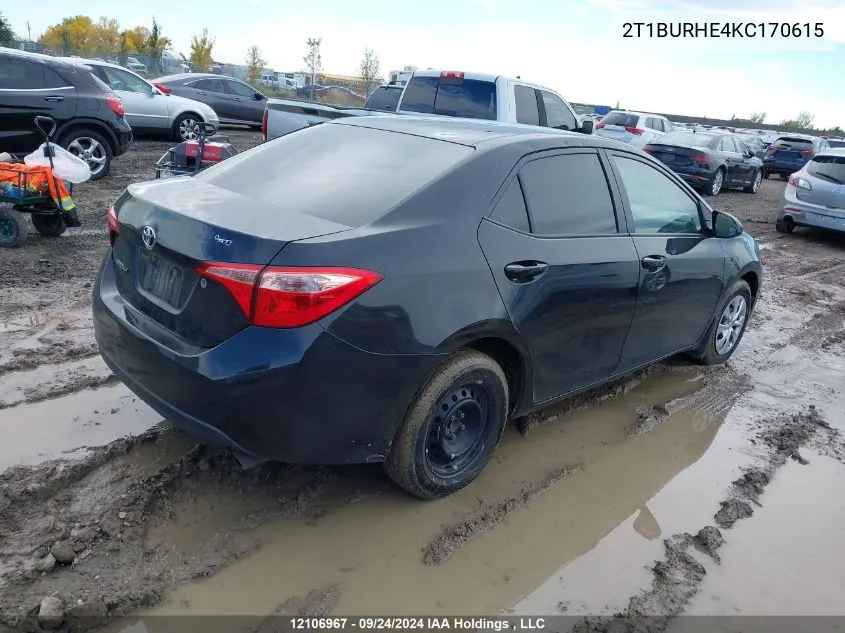 2019 Toyota Corolla L/Le/Xle/Se/Xse VIN: 2T1BURHE4KC170615 Lot: 12106967