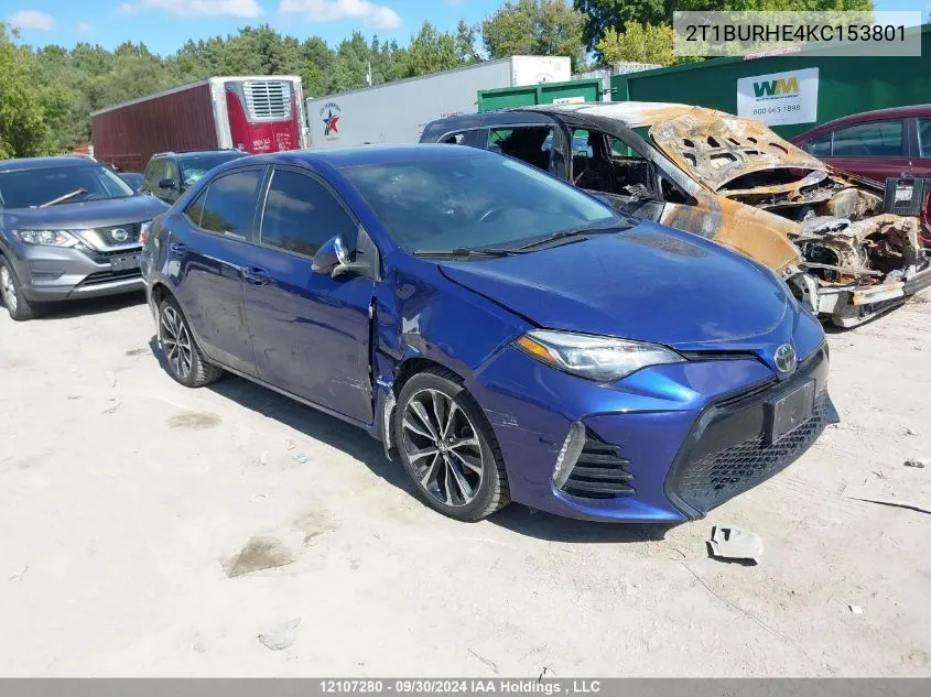 2019 Toyota Corolla L/Le/Xle/Se/Xse VIN: 2T1BURHE4KC153801 Lot: 12107280