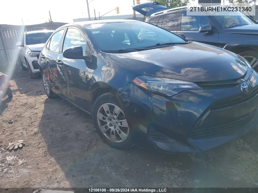 2019 Toyota Corolla Le VIN: 2T1BURHE1KC231340 Lot: 12108100