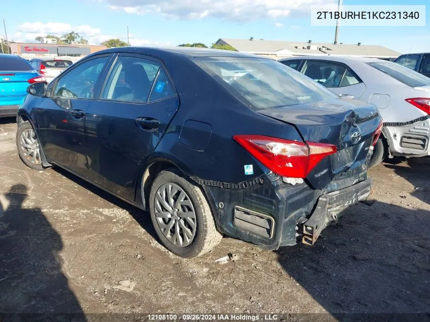 2T1BURHE1KC231340 2019 Toyota Corolla Le