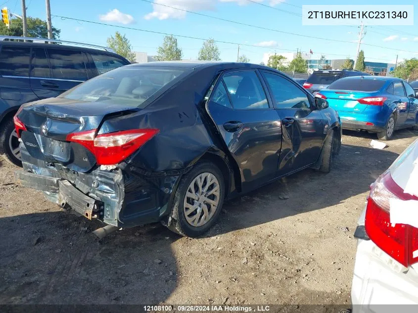 2019 Toyota Corolla Le VIN: 2T1BURHE1KC231340 Lot: 12108100