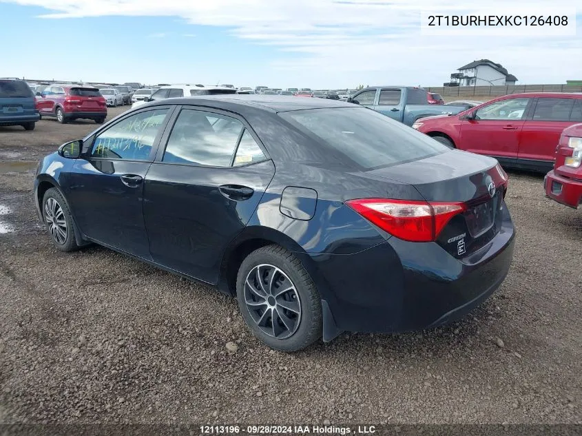 2019 Toyota Corolla L/Le/Xle/Se/Xse VIN: 2T1BURHEXKC126408 Lot: 12113196