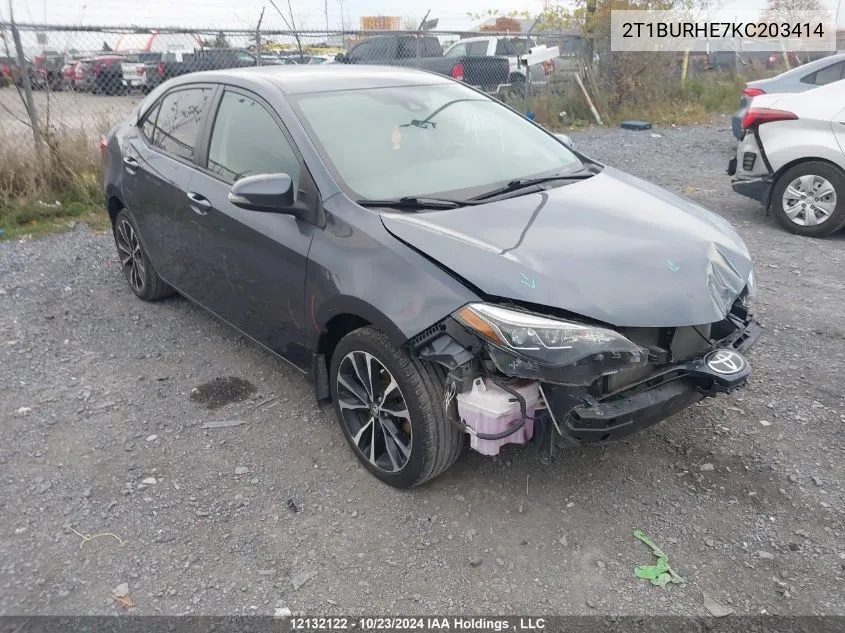 2019 Toyota Corolla L/Le/Xle/Se/Xse VIN: 2T1BURHE7KC203414 Lot: 12132122