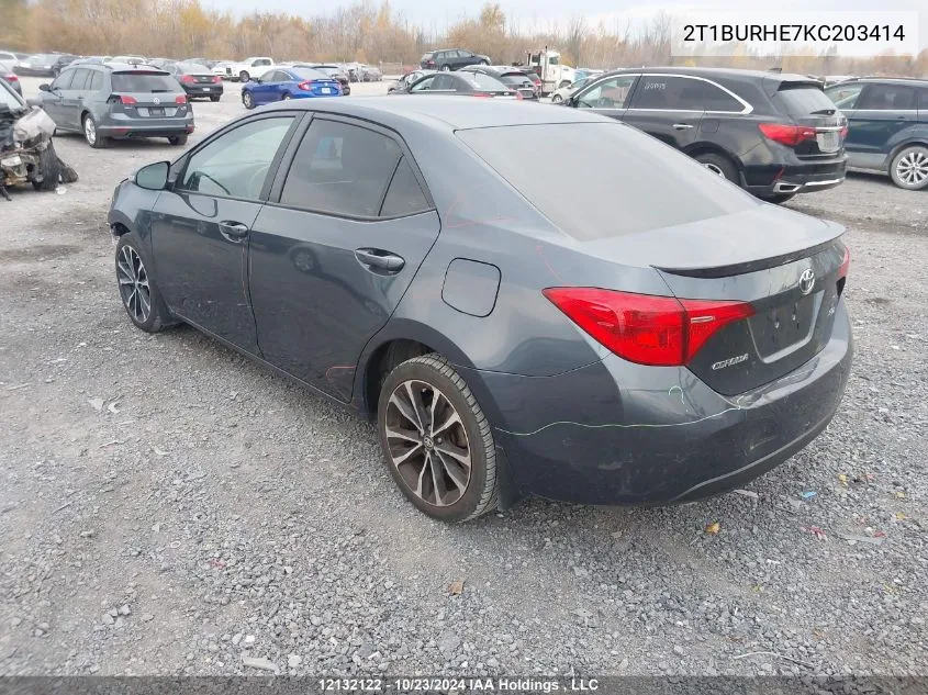 2019 Toyota Corolla L/Le/Xle/Se/Xse VIN: 2T1BURHE7KC203414 Lot: 12132122