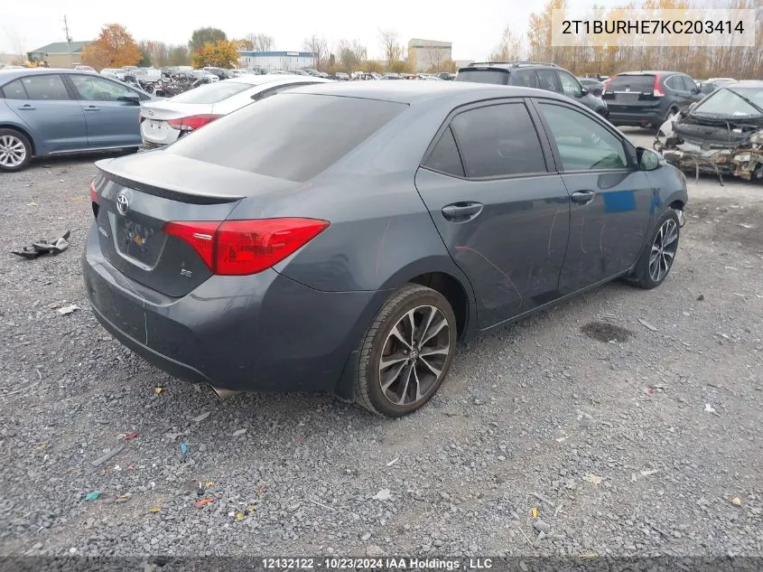 2019 Toyota Corolla L/Le/Xle/Se/Xse VIN: 2T1BURHE7KC203414 Lot: 12132122