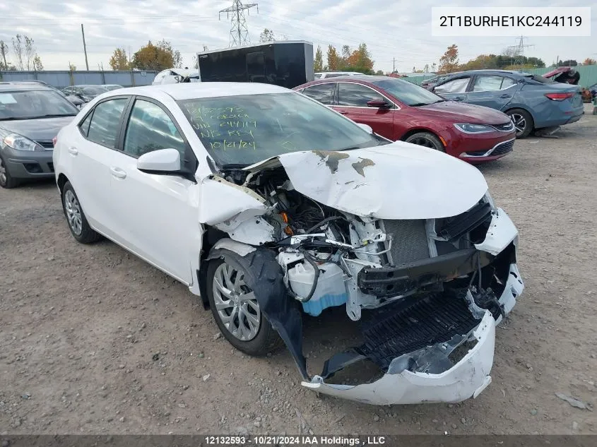 2019 Toyota Corolla Le VIN: 2T1BURHE1KC244119 Lot: 12132593