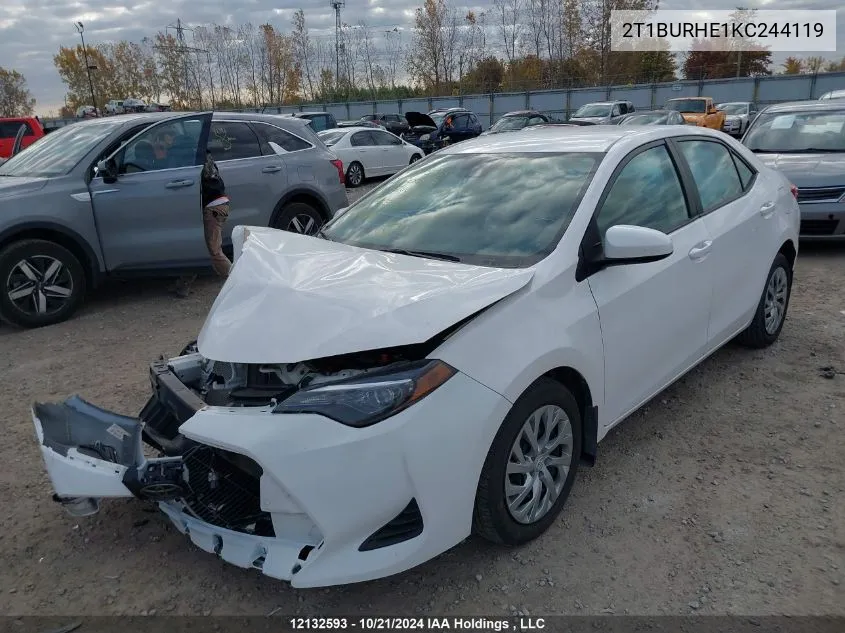 2019 Toyota Corolla Le VIN: 2T1BURHE1KC244119 Lot: 12132593