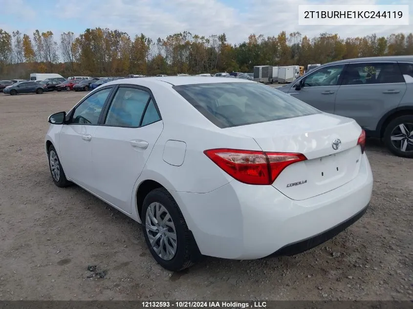 2019 Toyota Corolla Le VIN: 2T1BURHE1KC244119 Lot: 12132593