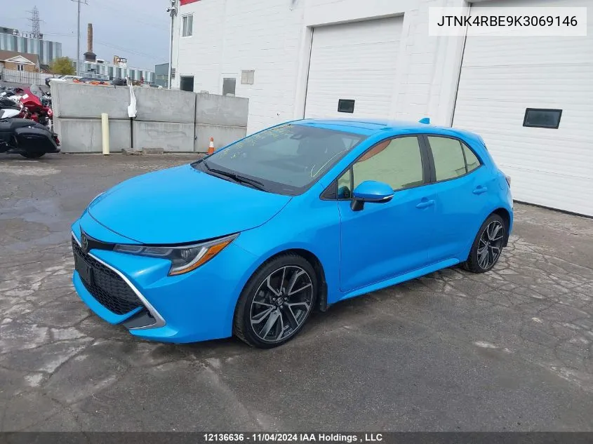 2019 Toyota Corolla Se/Xse VIN: JTNK4RBE9K3069146 Lot: 12136636