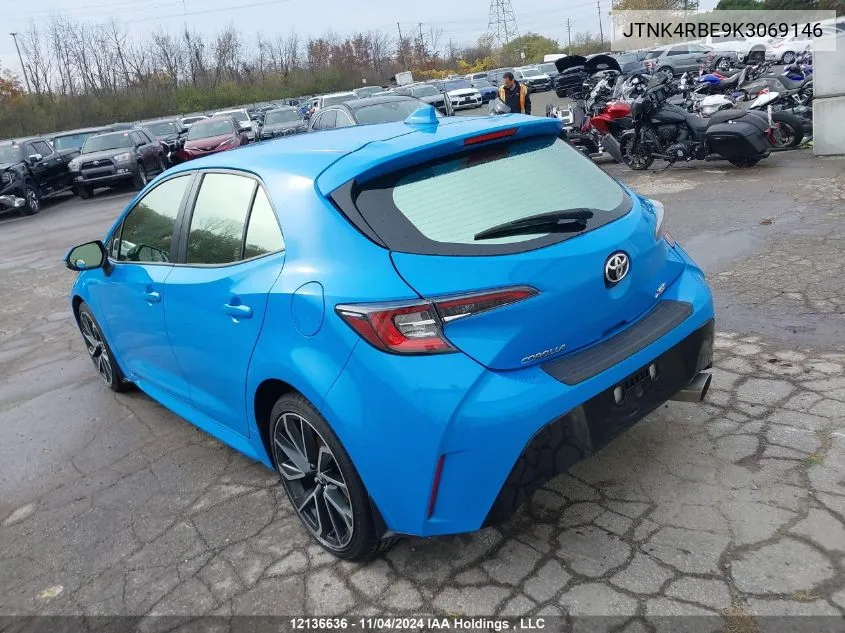 2019 Toyota Corolla Se/Xse VIN: JTNK4RBE9K3069146 Lot: 12136636