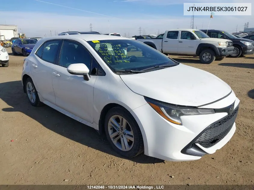 2019 Toyota Corolla Se/Xse VIN: JTNK4RBE5K3061027 Lot: 12142048