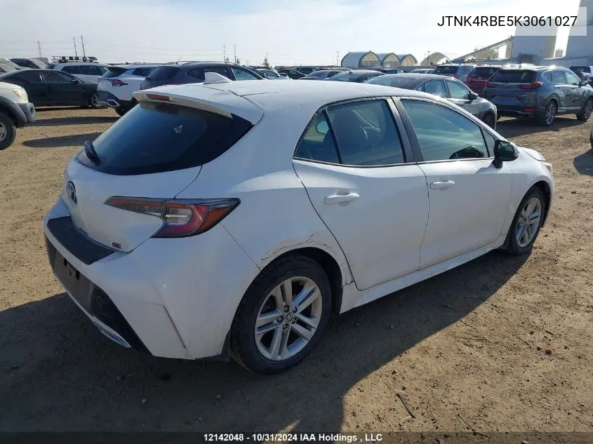 2019 Toyota Corolla Se/Xse VIN: JTNK4RBE5K3061027 Lot: 12142048