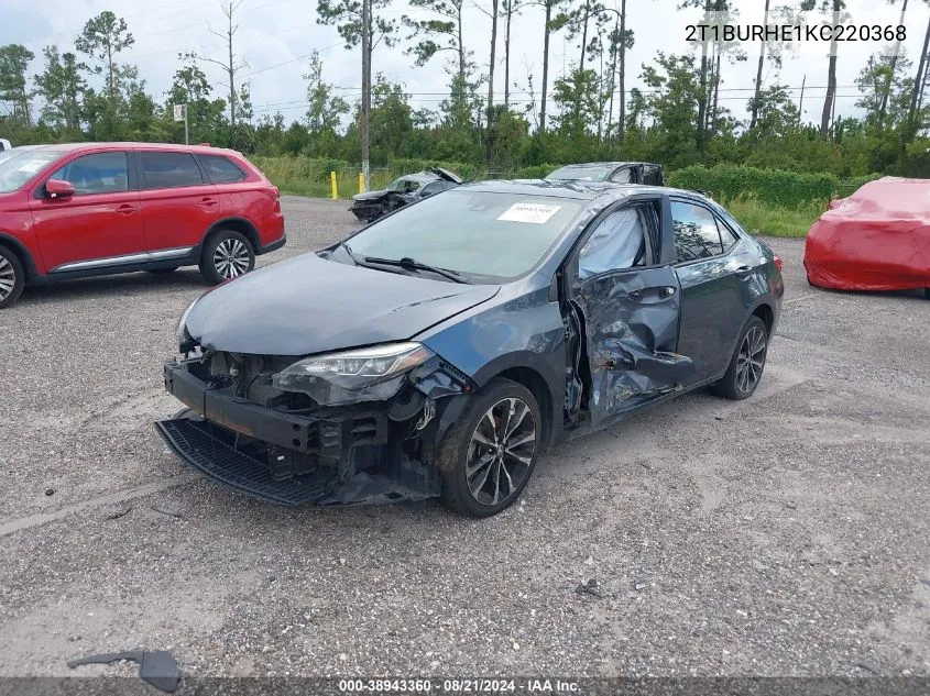 2019 Toyota Corolla Se VIN: 2T1BURHE1KC220368 Lot: 40287599