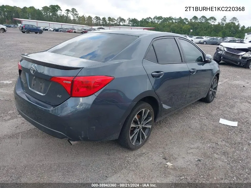 2019 Toyota Corolla Se VIN: 2T1BURHE1KC220368 Lot: 40287599