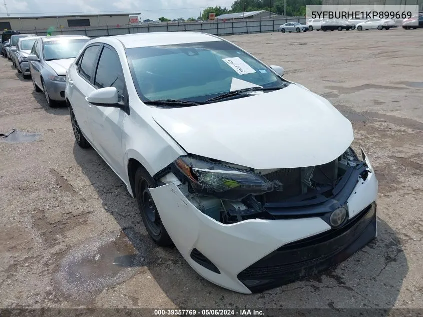 2019 Toyota Corolla Le VIN: 5YFBURHE1KP899669 Lot: 39357769