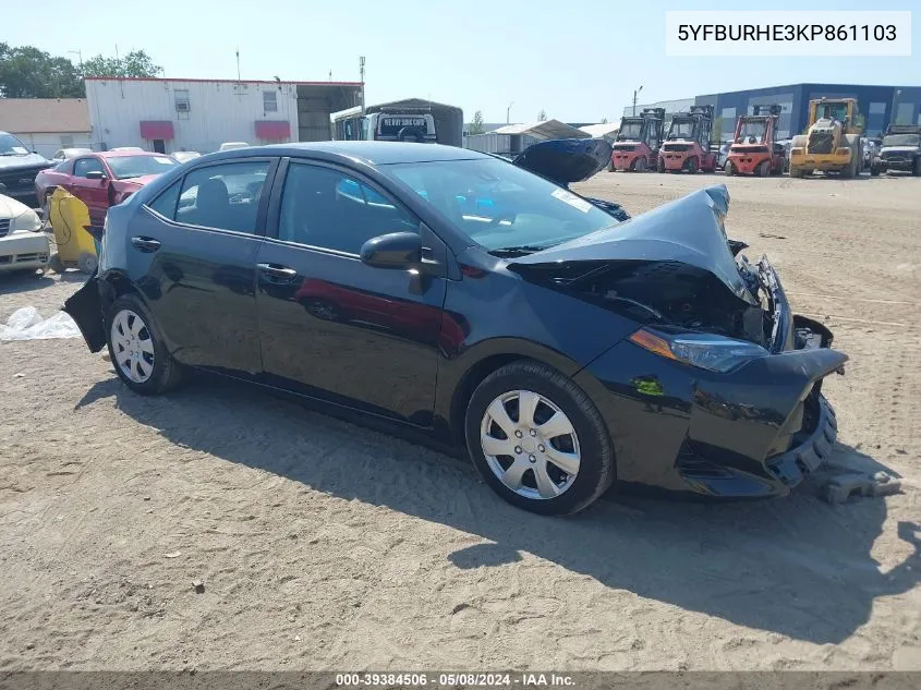 2019 Toyota Corolla Le VIN: 5YFBURHE3KP861103 Lot: 39384506