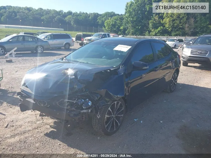 2019 Toyota Corolla Se VIN: 2T1BURHE4KC150140 Lot: 39514281