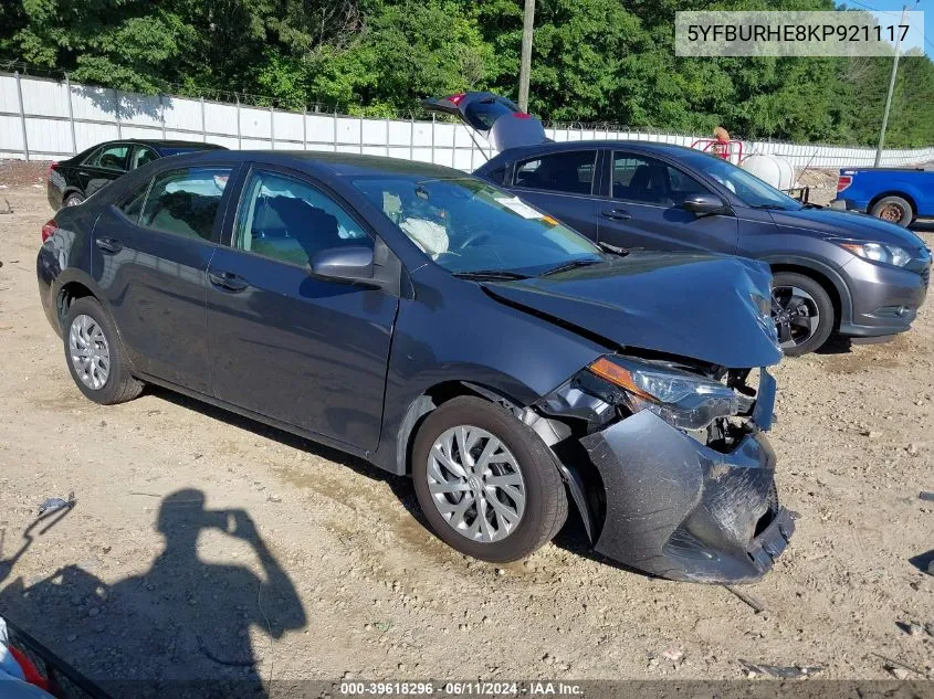 2019 Toyota Corolla Le VIN: 5YFBURHE8KP921117 Lot: 39618296