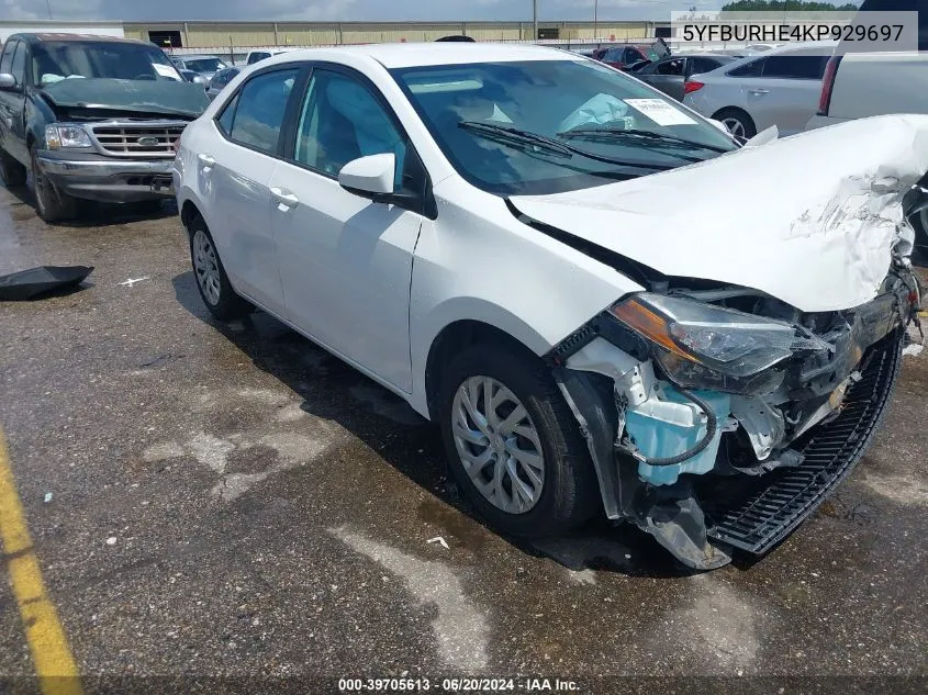 2019 Toyota Corolla L/Le/Xle/Se/Xse VIN: 5YFBURHE4KP929697 Lot: 39705613