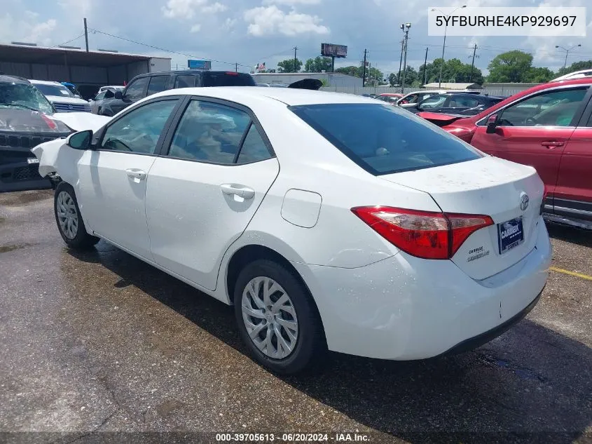 2019 Toyota Corolla L/Le/Xle/Se/Xse VIN: 5YFBURHE4KP929697 Lot: 39705613