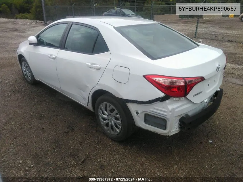 5YFBURHE4KP890657 2019 Toyota Corolla Le