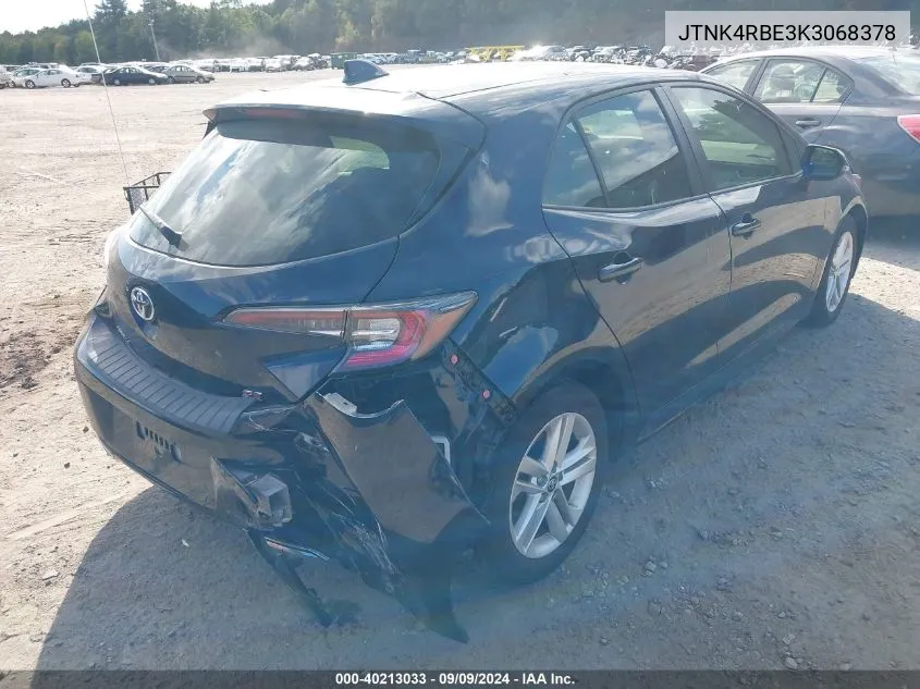 JTNK4RBE3K3068378 2019 Toyota Corolla Se