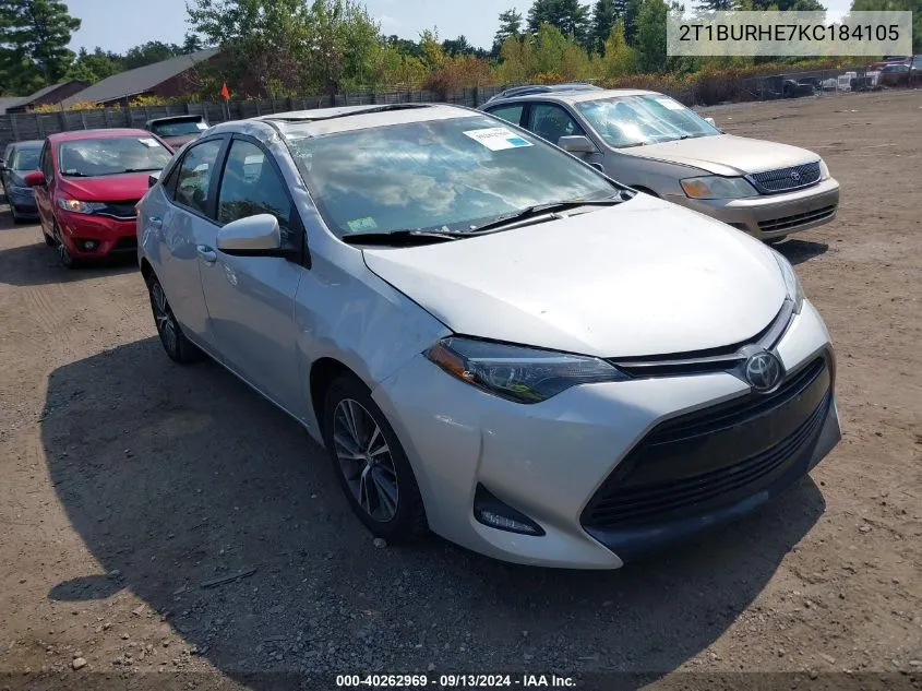 2019 Toyota Corolla Le VIN: 2T1BURHE7KC184105 Lot: 40262969